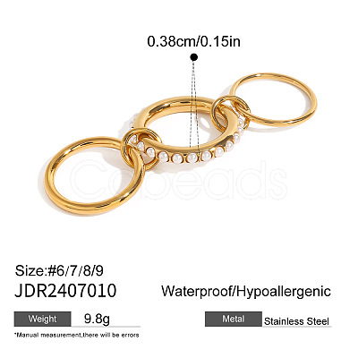 304 Stainless Steel with Plastic Pearl Finger Rings FS-WGBE181-08-1