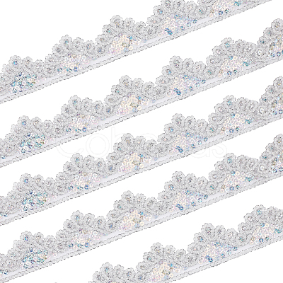 10 Yards Sparkle Polyamide Wavy Flower Lace Trim OCOR-WH20022-023B-1