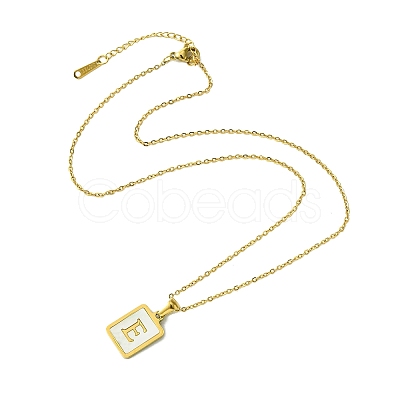Ion Plating(IP) Rectangle with Initial Letter 304 Stainless Steel Pendant Necklace NJEW-R265-04G-E-1
