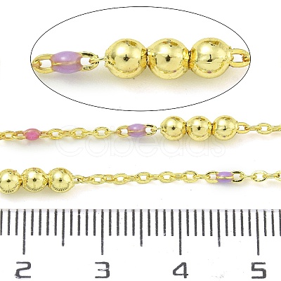 Brass Enamel Round Beaded Link Chain CHC-G022-07G-20-1