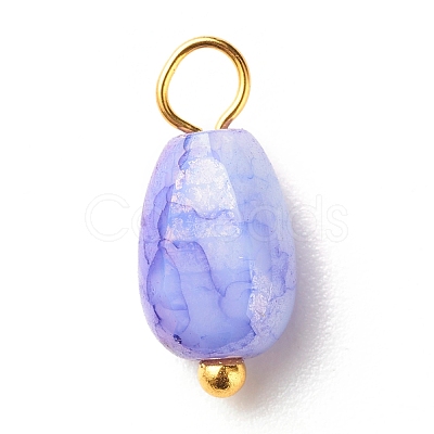 Opaque Baking Paint Crackle Glass Beads Pendants PALLOY-JF01242-1