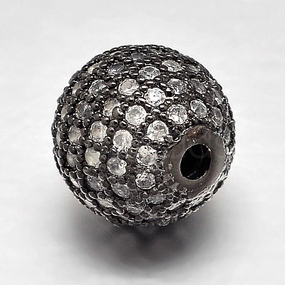 Round Brass Micro Pave Cubic Zirconia Beads ZIRC-N016-01B-12mm-1