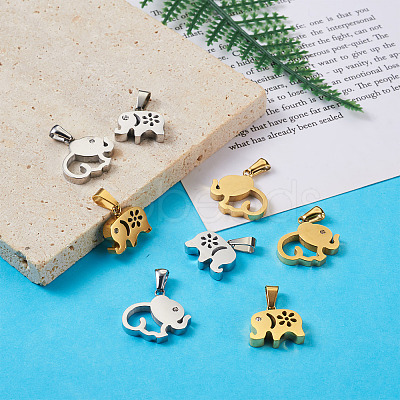 8Pcs 4 Styles 304 Stainless Steel Pendants STAS-TA0001-36-1