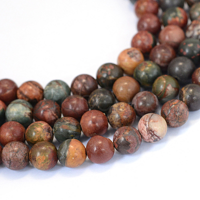 Natural Picasso Stone/Picasso Jasper Beads Strands X-G-E334-10mm-10-1