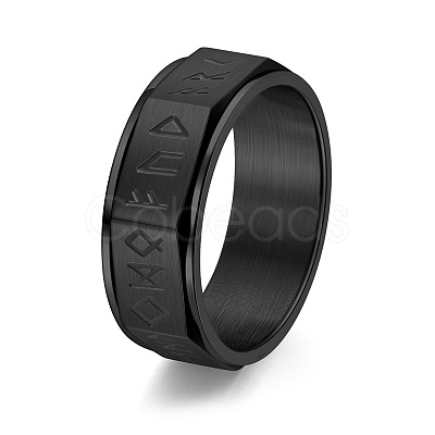 Rune Words Viking Amulet Stainless Steel Rotating Finger Ring PW-WG34578-19-1