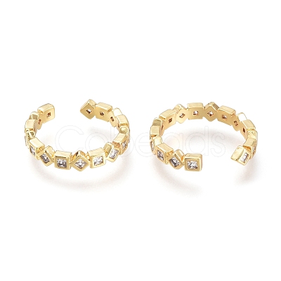 Brass Micro Pave Clear Cubic Zirconia Cuff Rings RJEW-I073-03G-1