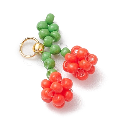 5Pcs Glass Seed Beaded Pendants PALLOY-MZ00478-1