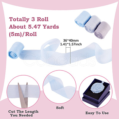 3 Rolls 3 Colors Wrinkle Polyester Ribbon OCOR-TA0002-98A-1