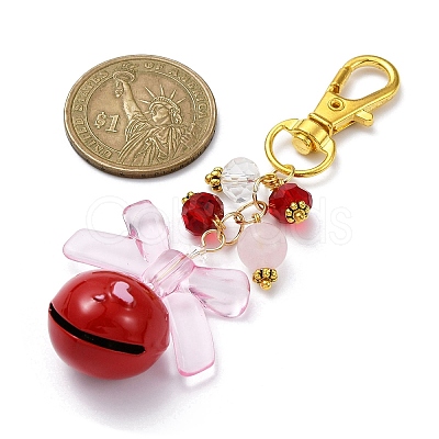 Brass Heart Bell Pendant Decorations HJEW-JM01374-01-1
