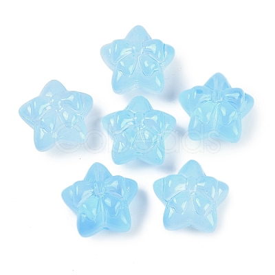 Transparent Spray Paint Glass Beads LS-GLAA-H035-02G-1