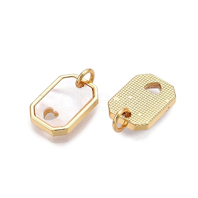 Brass & Shell Charms KK-N254-212G-1