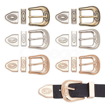 WADORN 6 Sets 3 Colors Belt Alloy Buckle Sets FIND-WR0011-10-1