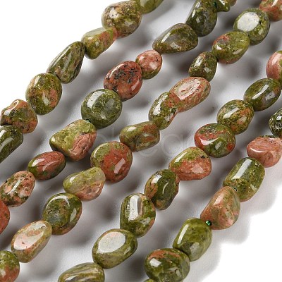 Natural Unakite Beads Strands G-P497-01C-15-1