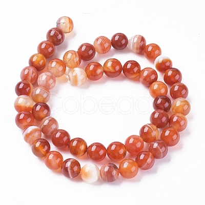Natural Striped Agate/Banded Agate Beads Strands G-G582-6mm-59-1