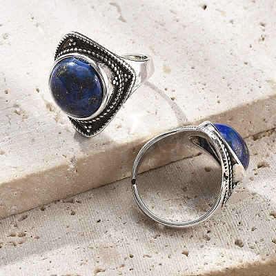 Natural Lapis Lazuli Adjustable Rings G-P560-03AS-14-1