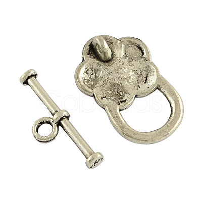 Tibetan Style Flower Toggle Clasps TIBE-2119-AS-RS-1