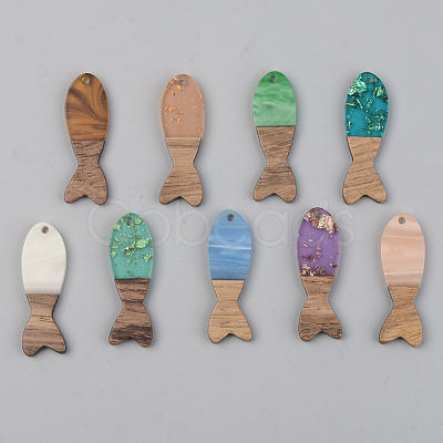 Resin & Walnut Wood Pendants RESI-S389-054A-1