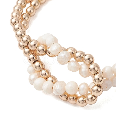 Natural Pearl & Synthetic Non-magnetic Hematite Beaded Bracelets for Women BJEW-JB13364-02-1