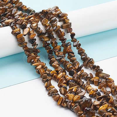 Natural Tiger Eye Chips Beads Strands F012-2-1