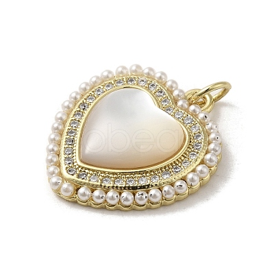 Brass Pave Shell Pendants KK-I708-15B-G-1