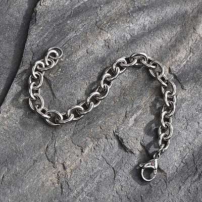 Tarnish Resistant 304 Stainless Steel Cable Chain Bracelets BJEW-I238-09P-1