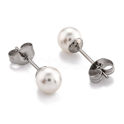 Plastic Imitation Pearl Stud Earrings X-STAS-D0001-03-P-A-1