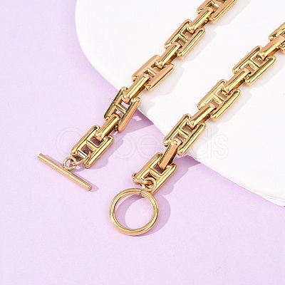 8MM 304 Stainless Steel H Link Chain Necklaces with OT Clasps SA-CBA2D4F-01G-1