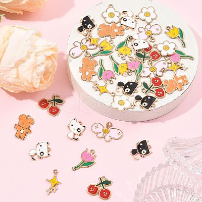 36Pcs 9 Styles Alloy Enamel Pendants ENAM-FS0004-31-1