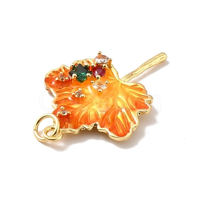 Autumn Theme Rack Plating Brass Micro Pave Cubic Zirconia Pendants KK-M230-19G-1