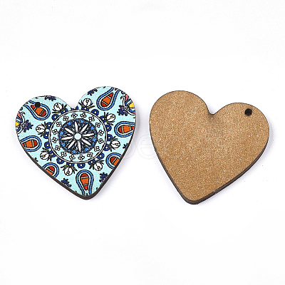 Printed Basswood Pendants WOOD-S045-011D-1