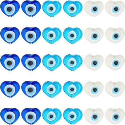 SUPERFINDINGS 30Pcs 3 Colors Handmade Evil Eye Lampwork Beads Strands LAMP-FH0001-10-1