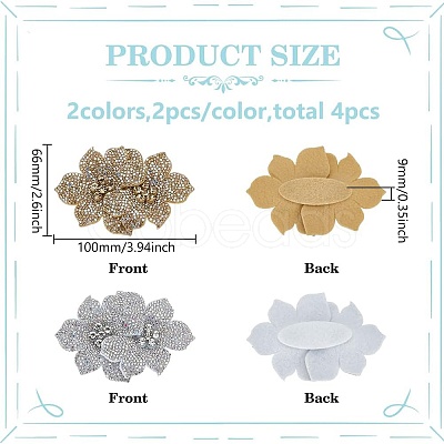 4Pcs 2 Colors Cloth Rhinestone Shoe Decorations FIND-FG0003-55-1
