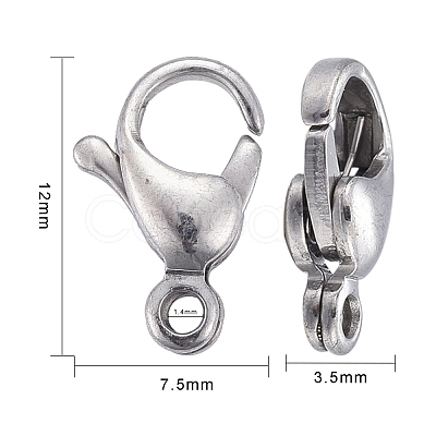 Tarnish Resistant 304 Stainless Steel Lobster Claw Clasps X-STAS-AB12-1