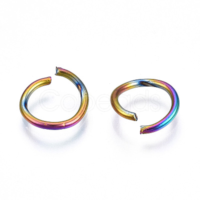 Ion Plating(IP) Rainbow Color 304 Stainless Steel Open Jump Rings X-STAS-N098-062B-01-1