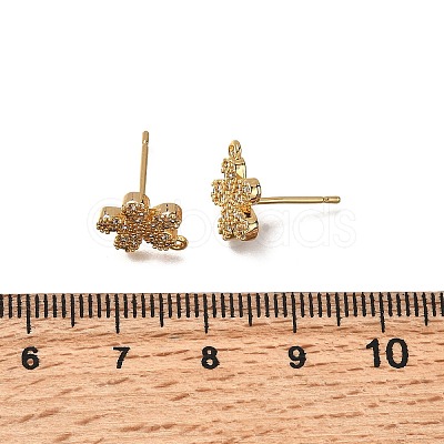 Flower Brass Micro Pave Cubic Zirconia Stud Earring Findings KK-B152-01A-G-1