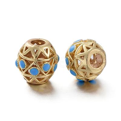 Matte Gold Color Brass Hollow Beads KK-L155-09A-1