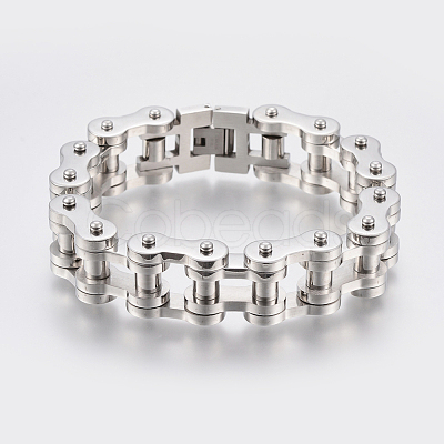 Tarnish Resistant Men's 201 Stainless Steel Bracelets BJEW-H569-15MM-A-1