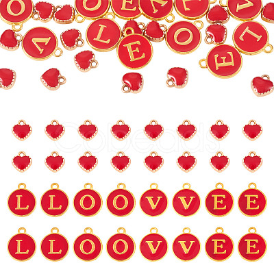 32Pcs 5 Styles Golden Plated Alloy Enamel Charms ENAM-TA0003-13B-1