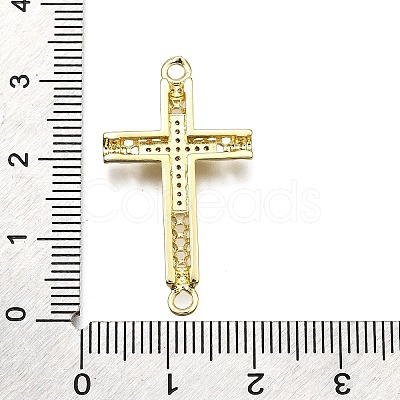 Brass Micro Pave Clear Cubic Zirconia Religion Cross Connector Charms KK-Z100-22G-05-1