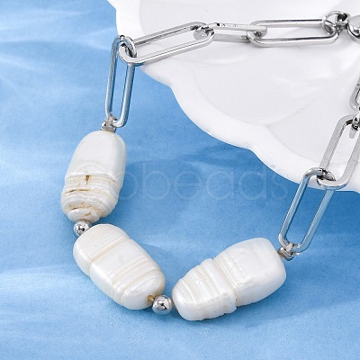 304 Stainless Steel Paperclip Chain Bracelets for Women BJEW-A036-02P-1