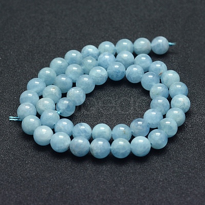 Natural Aquamarine Beads Strands G-P342-10A-8mm-AB+-1