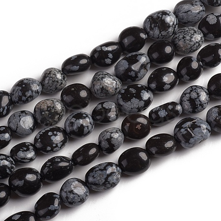 Natural Snowflake Obsidian Beads Strands G-D0002-D60-1