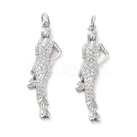 Rack Plating Brass Micro Pave Clear Cubic Zirconia Pendants KK-M280-03P-1