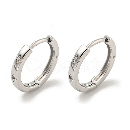 Brass Pave Clear Cubic Zirconia Hoop Earrings EJEW-L211-001P-1