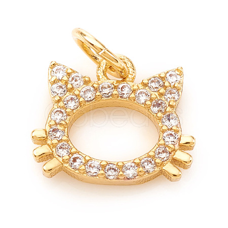 Brass Micro Pave Cubic Zirconia Charms KK-I672-29G-1