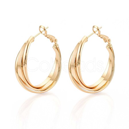 Twist Brass Hoop Earrings EJEW-T047-100G-1