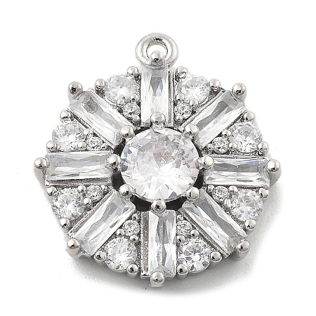 Brass Micro Pave Clear Cubic Zirconia Pendants KK-L228-10P-1