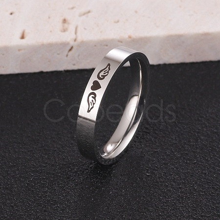 Heart Wing Pattern 304 Stainless Steel Finger Rings FS-WGA5734-14-1