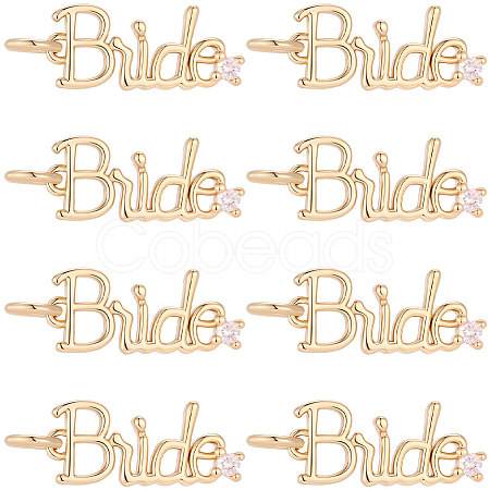 8Pcs Rack Plating Brass Micro Pave Clear Cubic Zirconia Pendants KK-BBC0029-15-1