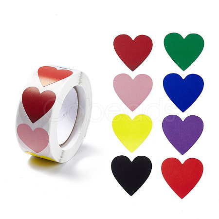 8 Colors Paper Heart Sticker Rolls LS-STIC-E001-06-1